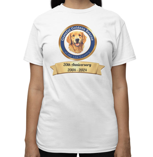 Grateful Golden Rescue 20th Anniversary Logo - Adult Unisex T-Shirt