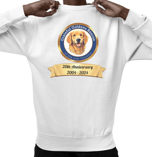 Grateful Golden Rescue 20th Anniversary Logo - Adult Unisex Crewneck Sweatshirt