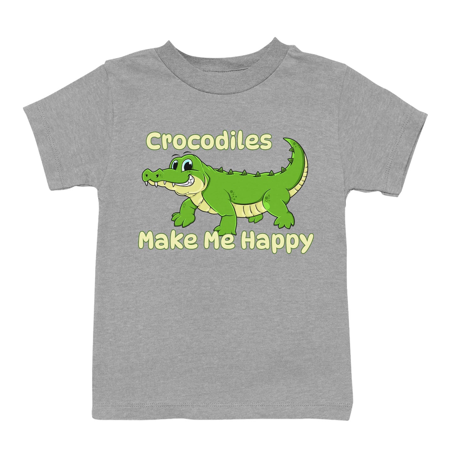 Crocodile Toon Make Me Happy - Toddler Unisex T-Shirt - Grey