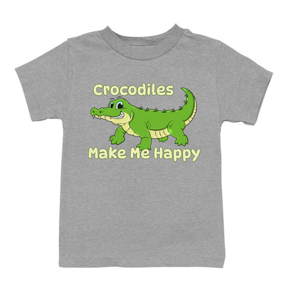 Crocodile Toon Make Me Happy - Toddler Unisex T-Shirt - Grey