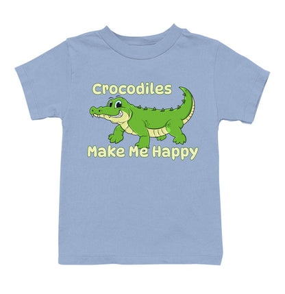 Crocodile Toon Make Me Happy - Toddler Unisex T-Shirt - Light Blue