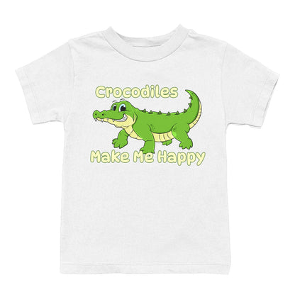 Crocodile Toon Make Me Happy - Toddler Unisex T-Shirt - White