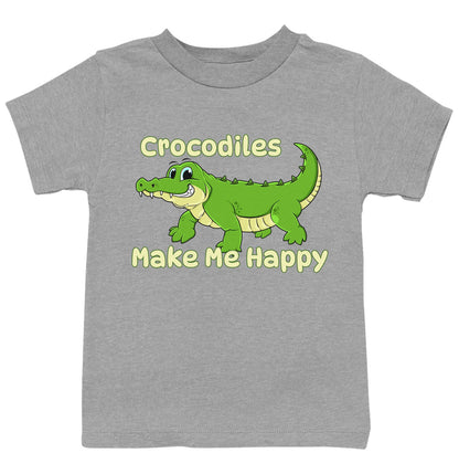Crocodile Toon Make Me Happy - Kids' Unisex T-Shirt - Grey