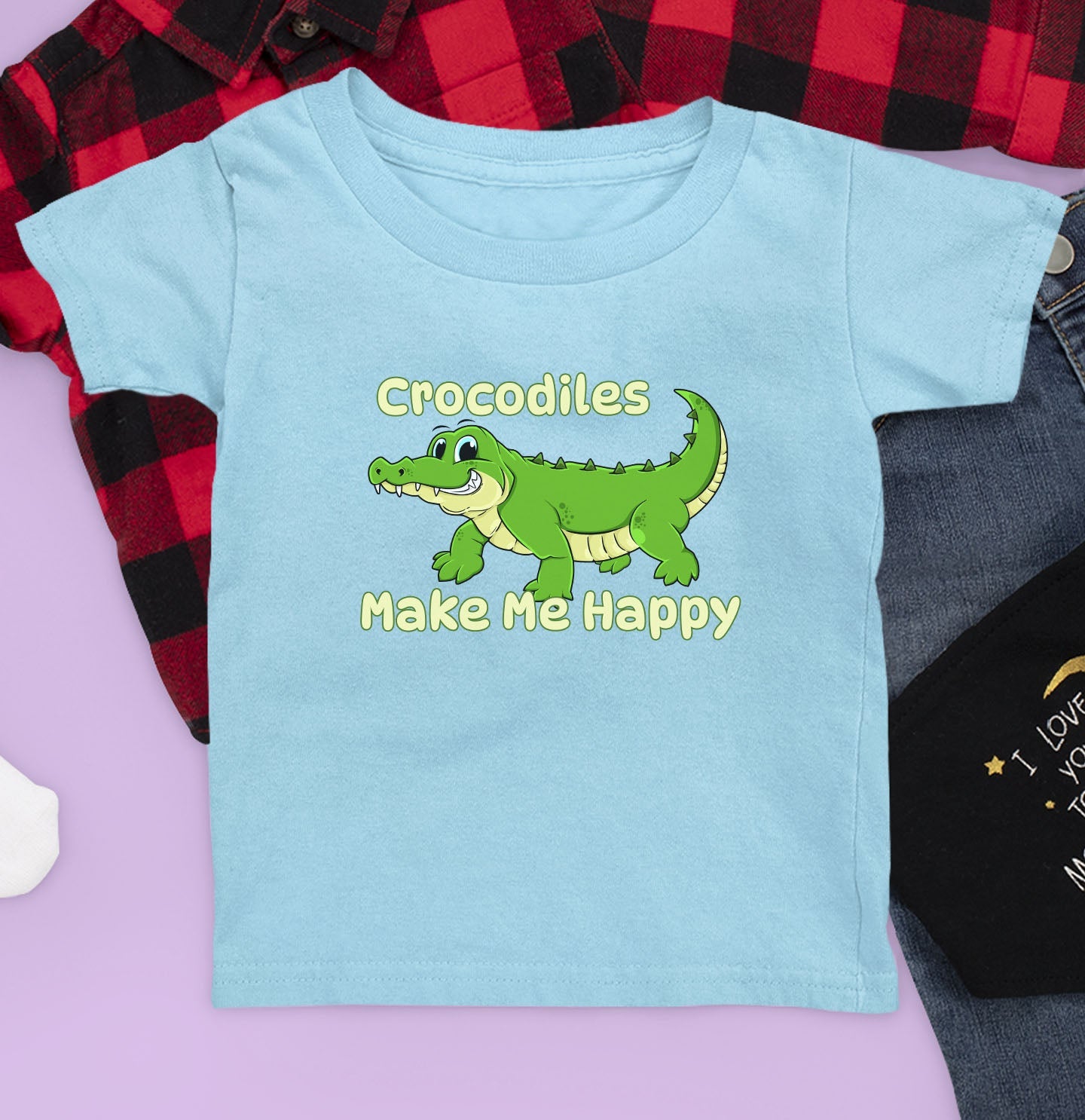 Crocodile Toon Make Me Happy - Kids' Unisex T-Shirt - Main