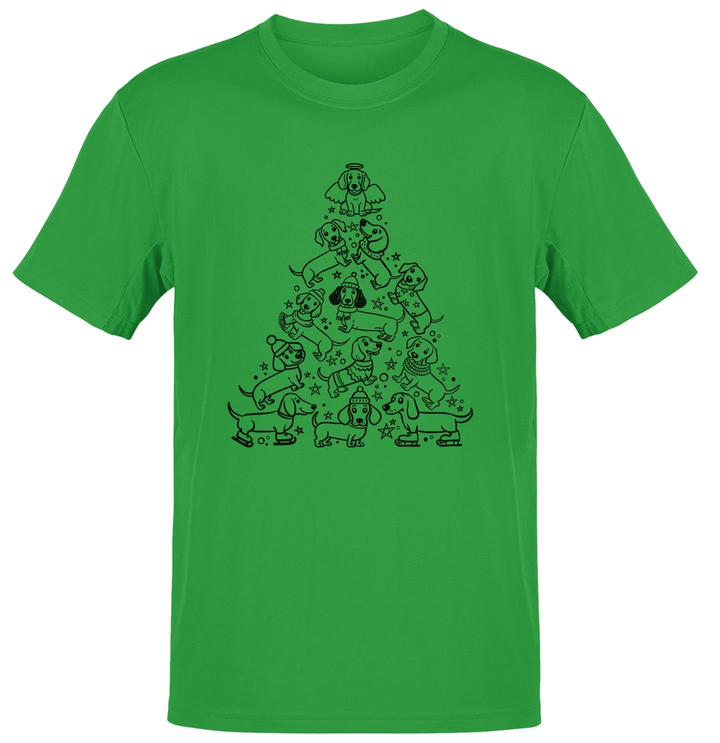 Dachshunds Christmas Tree - Adult Unisex T-Shirt - Kelly Green