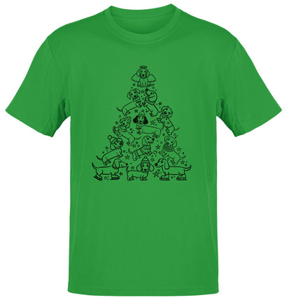 Dachshunds Christmas Tree - Adult Unisex T-Shirt - Kelly Green