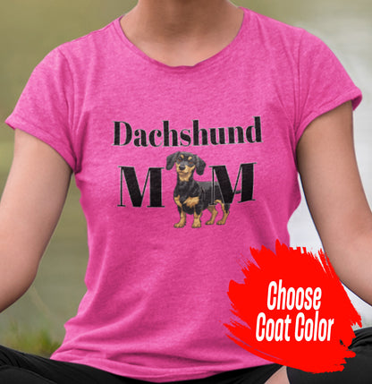 Dachshund Mom Illustration - Personalized Custom Women's Tri-Blend T-Shirt