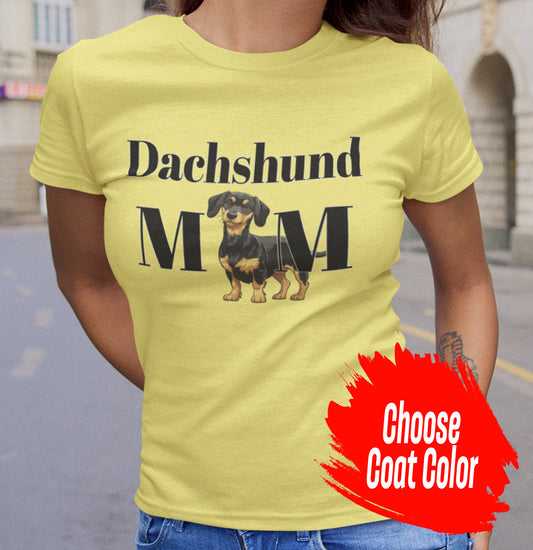 Dachshund Mom Illustration - Personalized Custom Women's Fitted T-Shirt