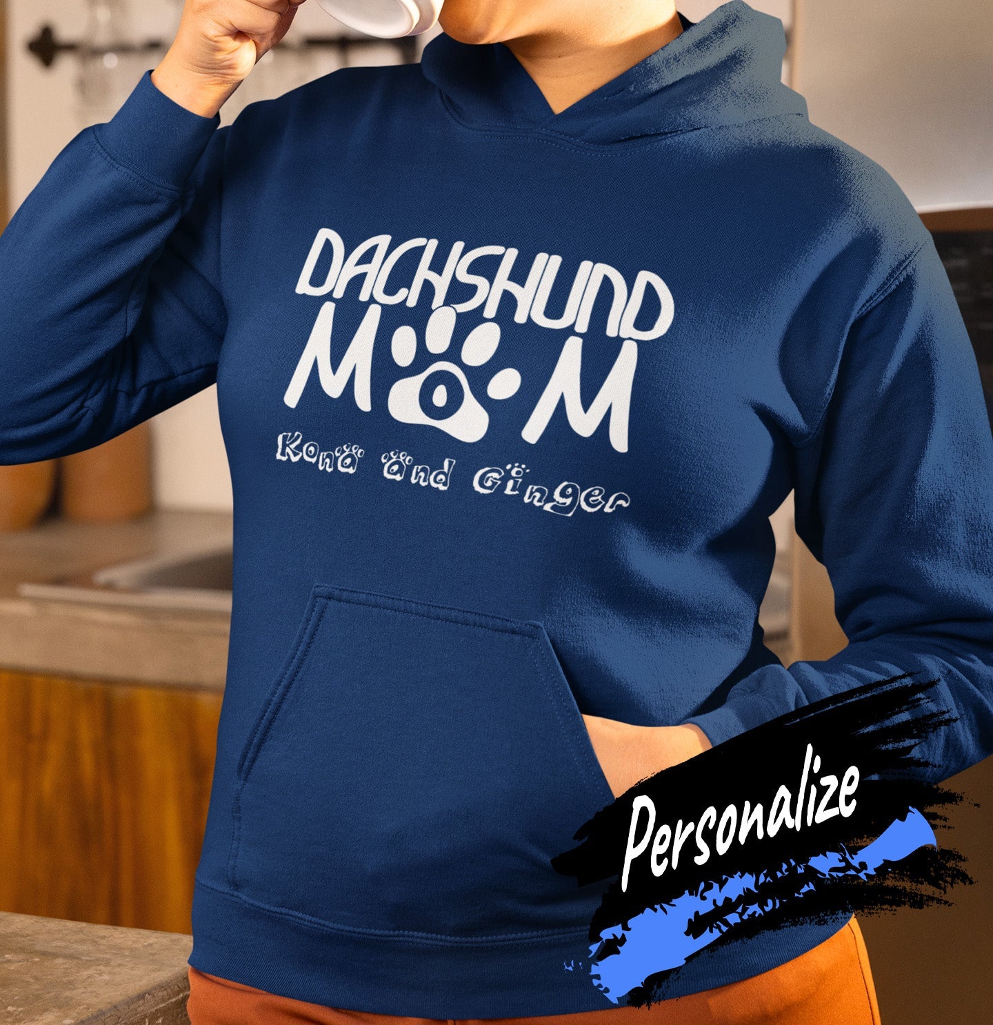 Animal Pride - Paw Text Dog Mom - Adult Unisex Hoodie Sweatshirt