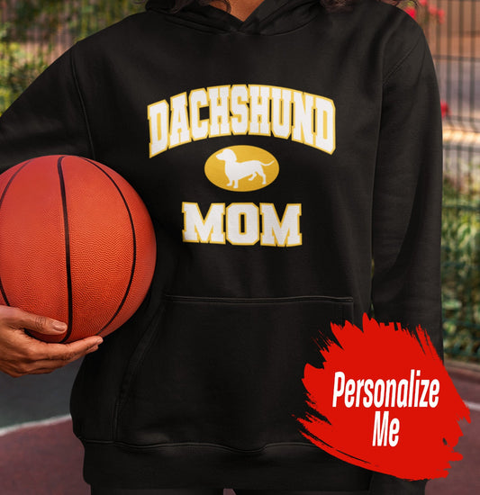 Dachshund Mom or Dad Sport Arch - Personalized Custom Adult Unisex Hoodie Sweatshirt