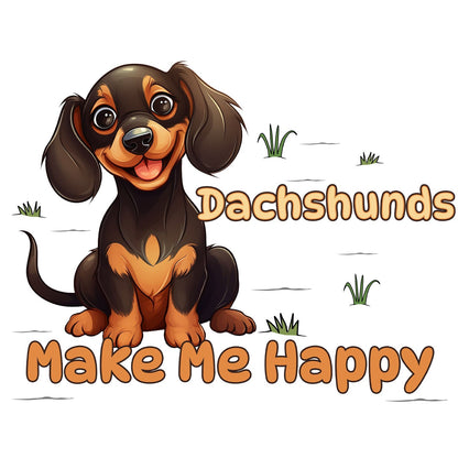 Dachshund Toon Make Me Happy - Adult Unisex T-Shirt - Graphic