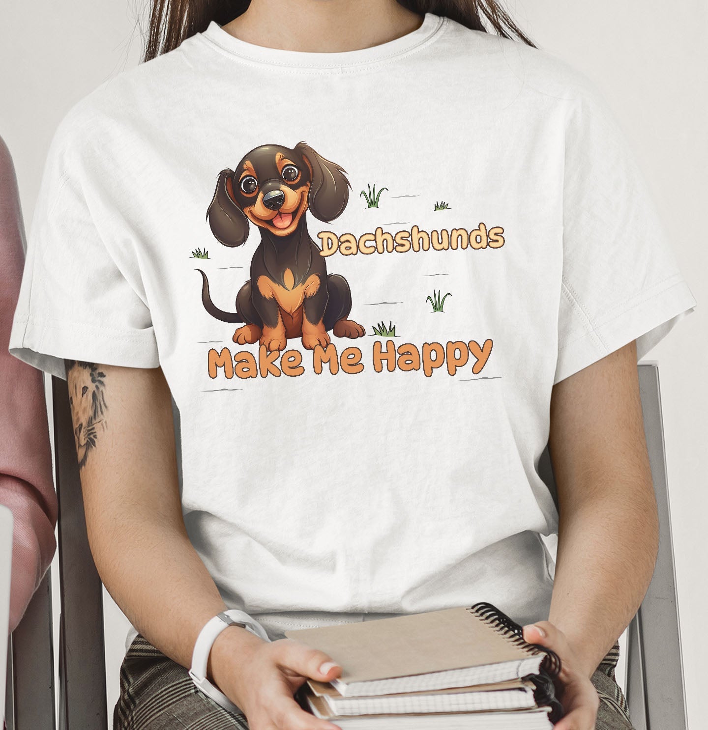 Dachshund Toon Make Me Happy - Adult Unisex T-Shirt - Main