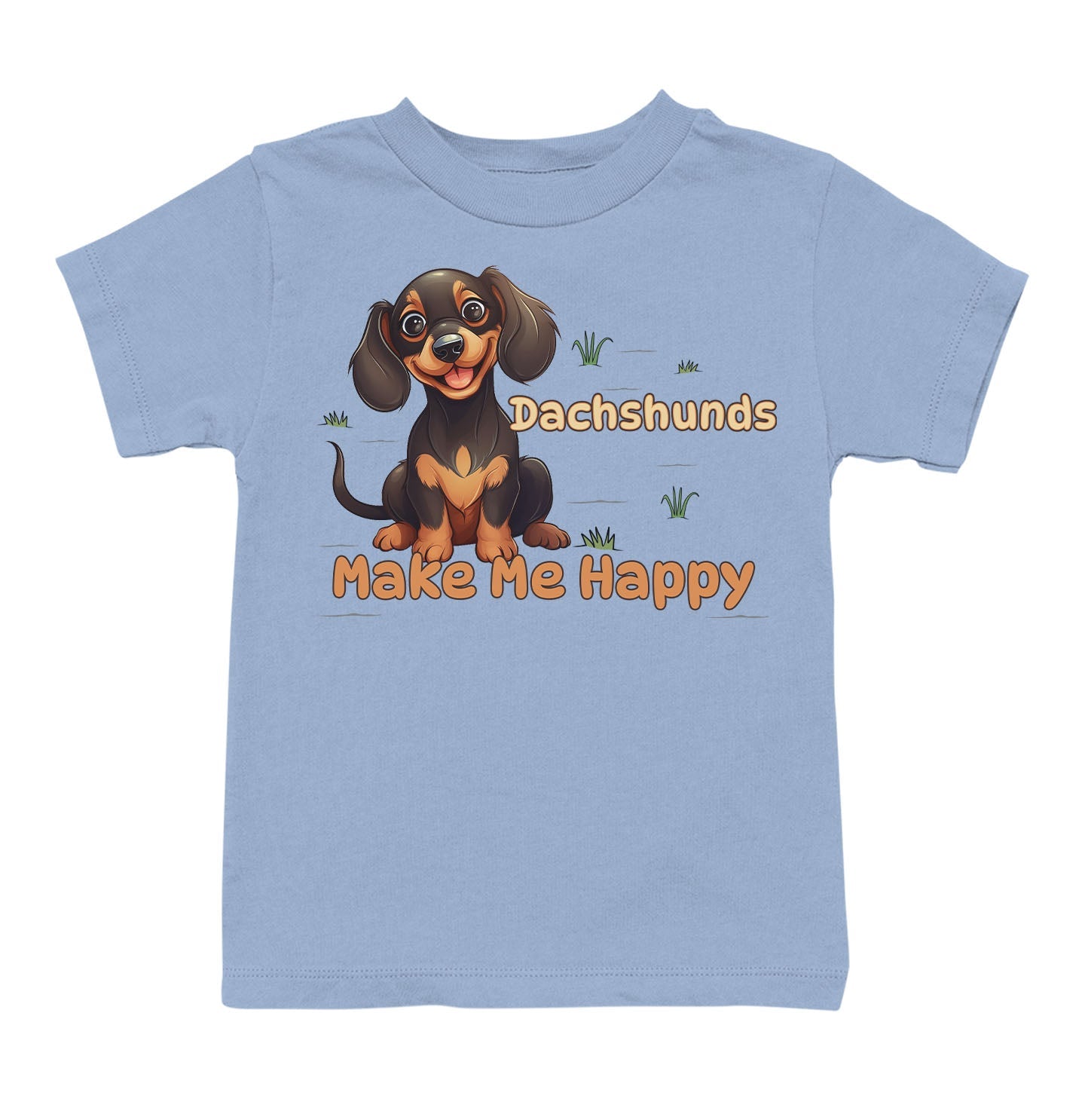 Dachshund Toon Make Me Happy - Toddler Unisex T-Shirt - Light Blue