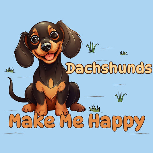 Dachshund Toon Make Me Happy - Kids' Unisex T-Shirt - Graphic