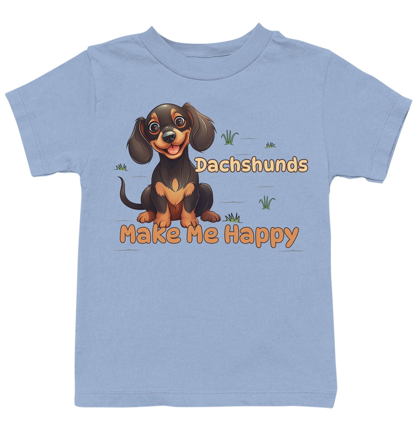 Dachshund Toon Make Me Happy - Kids' Unisex T-Shirt - Light Blue