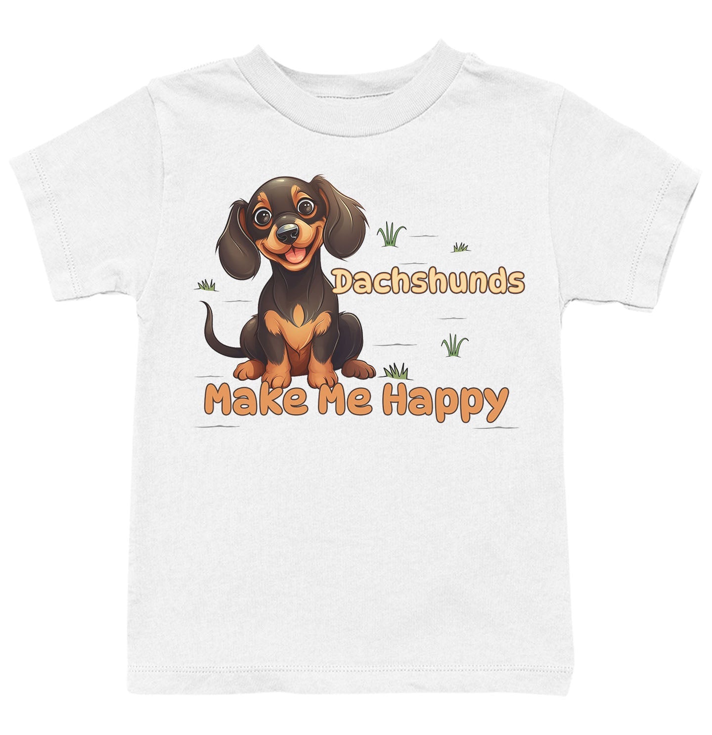 Dachshund Toon Make Me Happy - Kids' Unisex T-Shirt - White