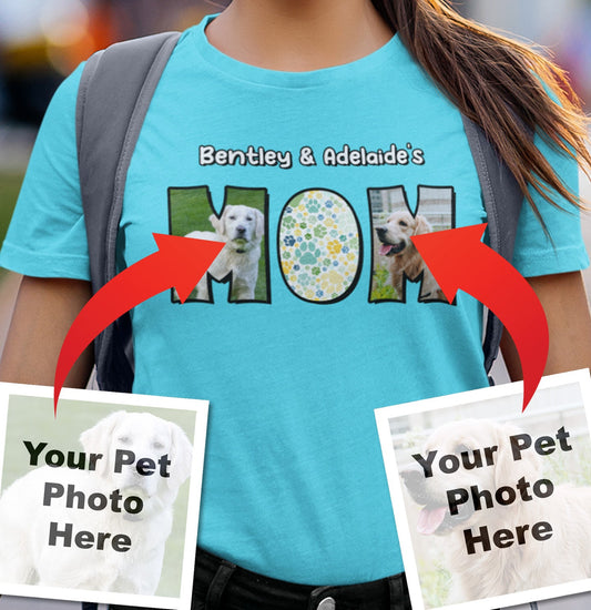 Dog Mom Photos and Patterns - Personalized Custom Adult Unisex T-Shirt
