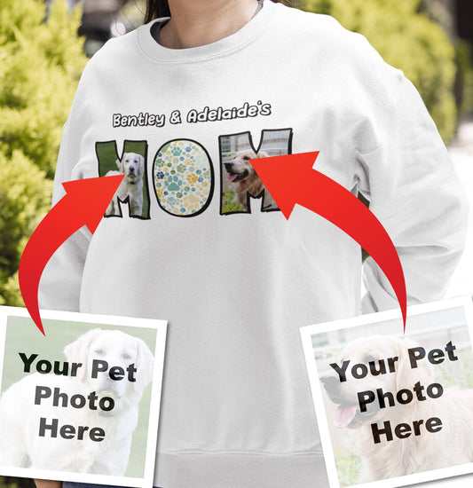 Dog Mom Photos and Patterns - Personalized Custom Adult Unisex Crewneck Sweatshirt