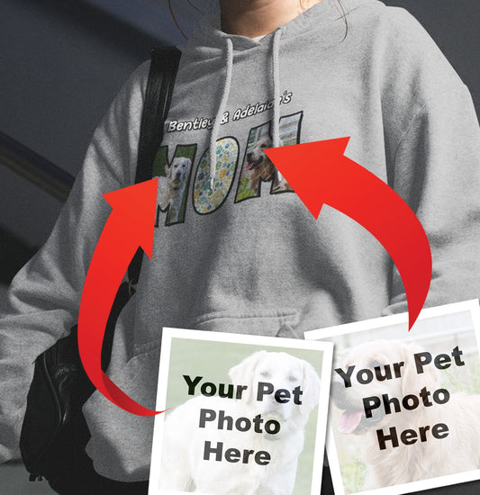 Dog Mom Photos and Patterns - Personalized Custom Adult Unisex Hoodie Sweatshirt