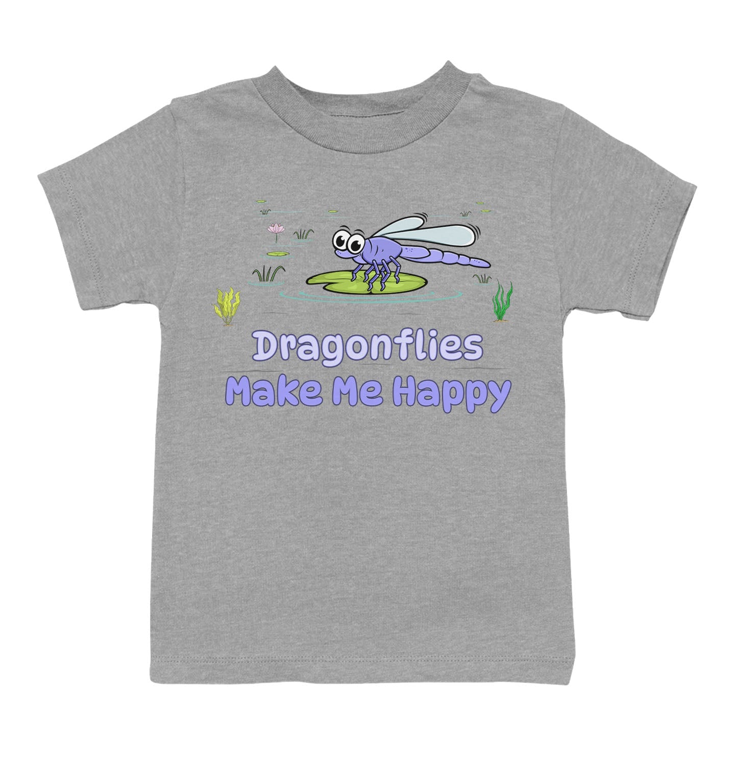 Dragonfly Toon Make Me Happy - Toddler Unisex T-Shirt - Grey