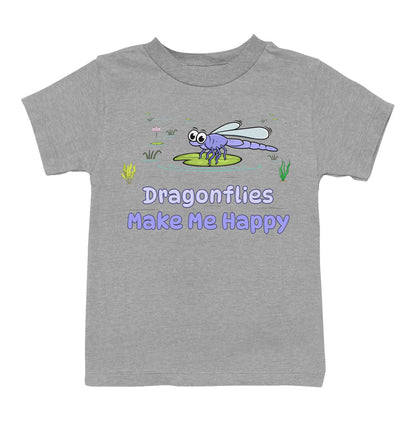 Dragonfly Toon Make Me Happy - Toddler Unisex T-Shirt - Grey