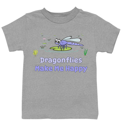 Dragonfly Toon Make Me Happy - Kids' Unisex T-Shirt - Grey