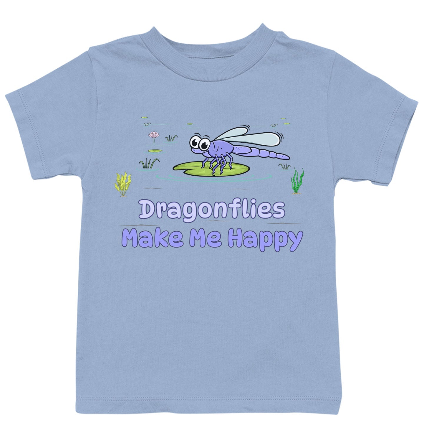 Dragonfly Toon Make Me Happy - Kids' Unisex T-Shirt - Light Blue