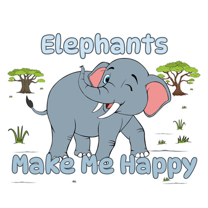 Elephant Toon Make Me Happy - Adult Unisex T-Shirt - Graphic