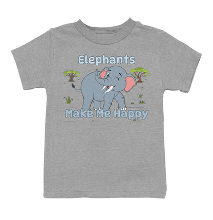 Elephant Toon Make Me Happy - Toddler Unisex T-Shirt - Grey