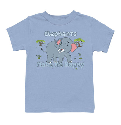 Elephant Toon Make Me Happy - Toddler Unisex T-Shirt - Light Blue