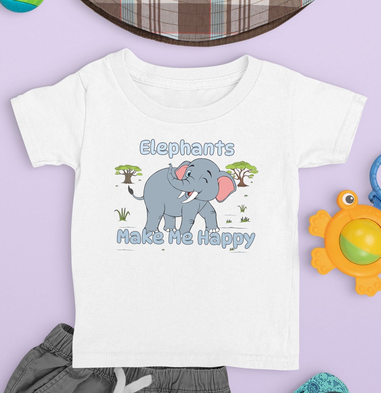 Elephant Toon Make Me Happy - Toddler Unisex T-Shirt - Main