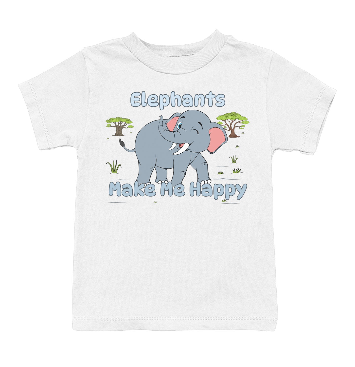 Elephant Toon Make Me Happy - Toddler Unisex T-Shirt - White