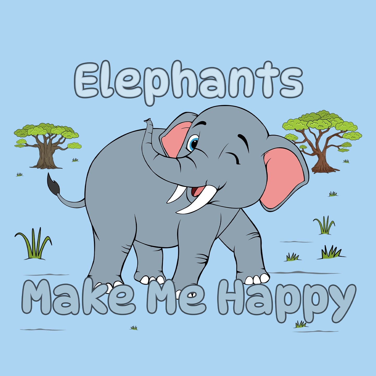 Elephant Toon Make Me Happy - Kids' Unisex T-Shirt - Graphic