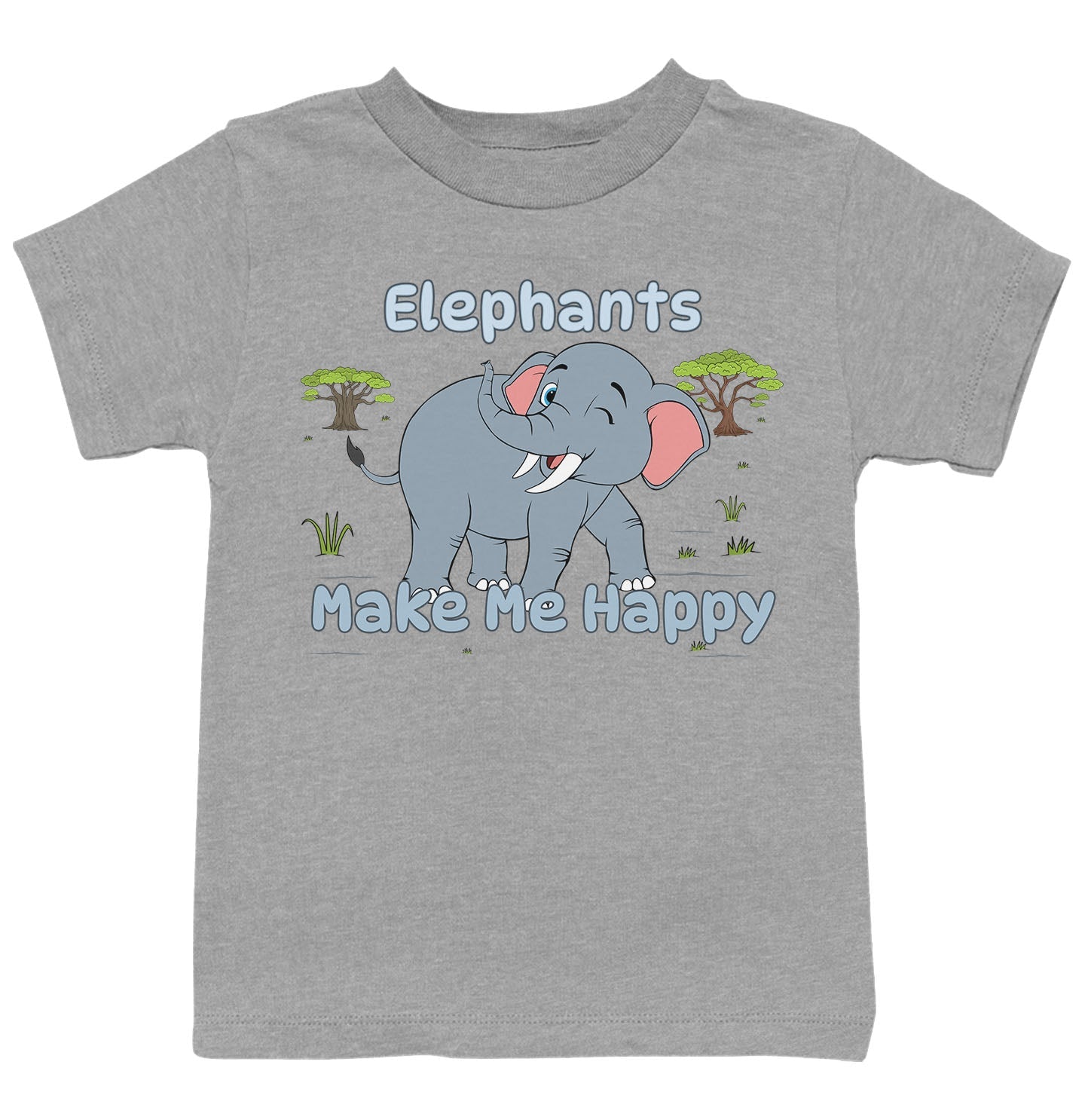 Elephant Toon Make Me Happy - Kids' Unisex T-Shirt - Grey