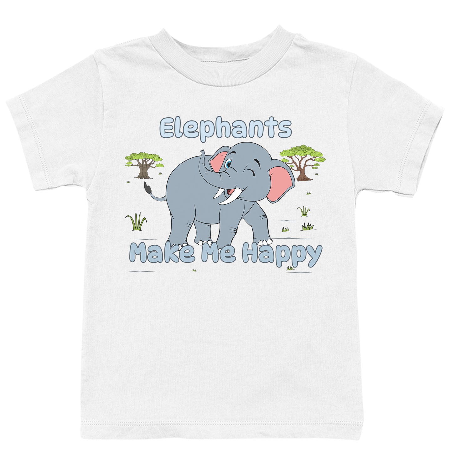 Elephant Toon Make Me Happy - Kids' Unisex T-Shirt - White