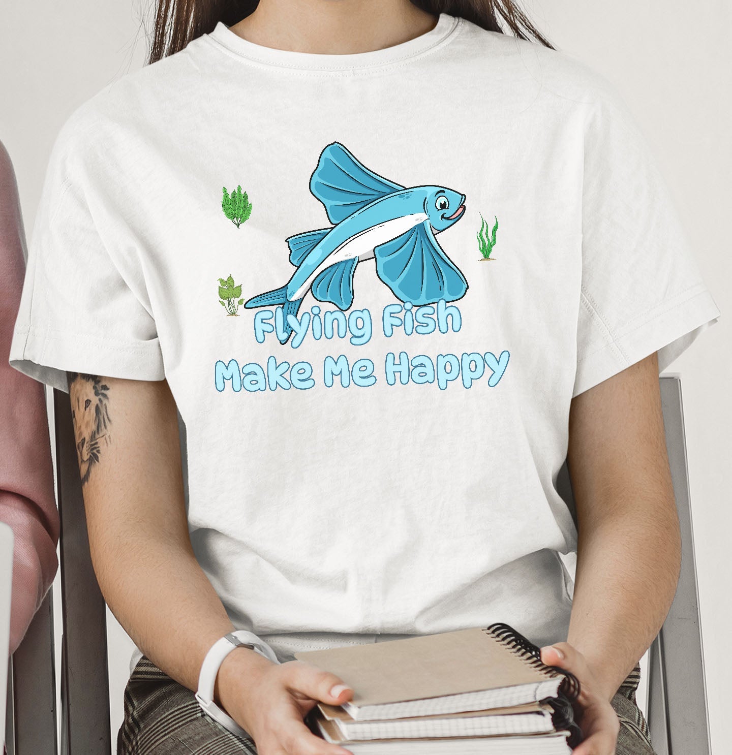 Flying Fish Toon Make Me Happy - Adult Unisex T-Shirt - Main
