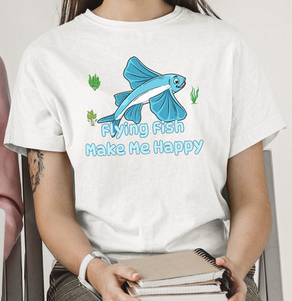 Flying Fish Toon Make Me Happy - Adult Unisex T-Shirt - Main