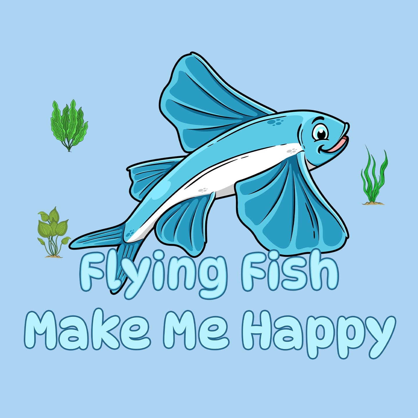 Flying Fish Toon Make Me Happy - Kids' Unisex T-Shirt - Graphic