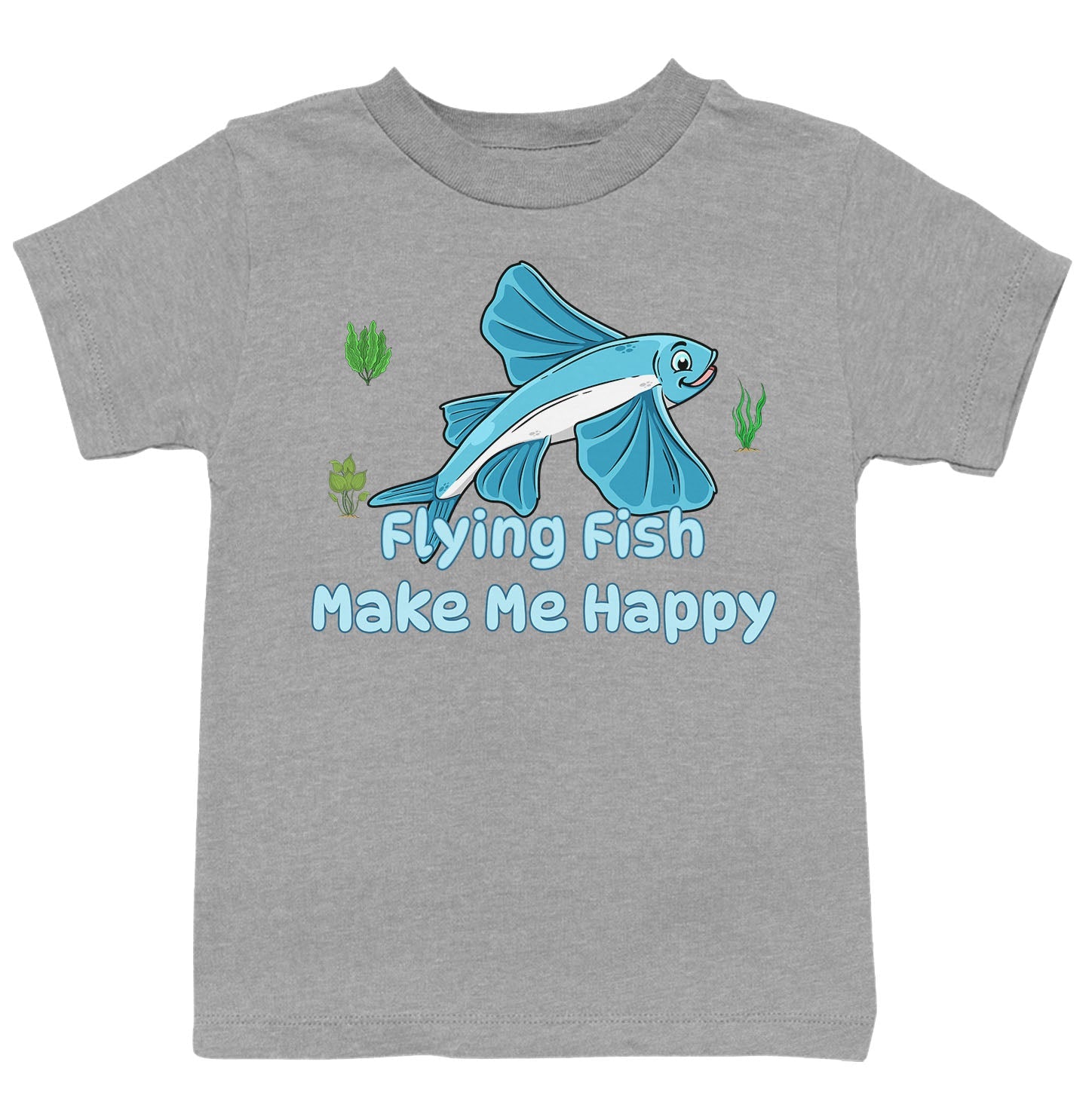 Flying Fish Toon Make Me Happy - Kids' Unisex T-Shirt - Grey