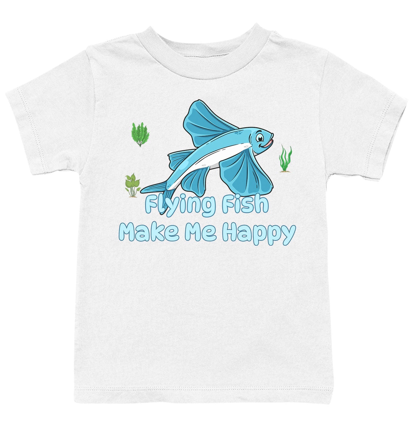 Flying Fish Toon Make Me Happy - Kids' Unisex T-Shirt - White