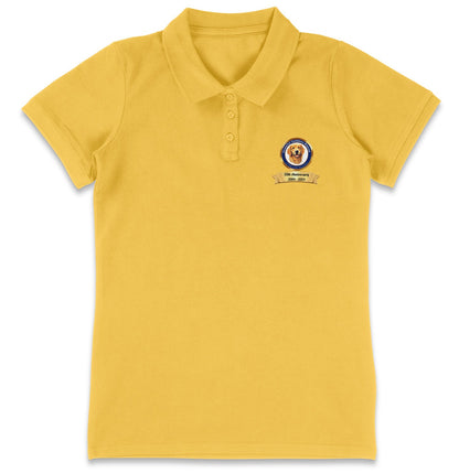 Grateful Golden Rescue 20th Anniversary LC Logo - Women's Micro-Mesh Polo - Light Blue - Large - Yellow