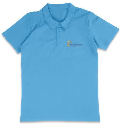 Gold Ribbon Rescue LC Logo - Adult Micro-Mesh Polo - Light Blue - Large - Specs