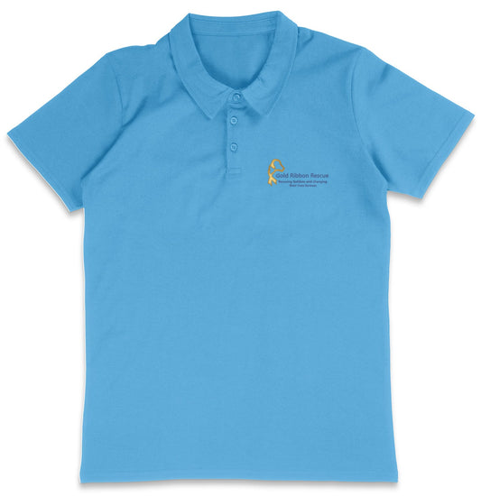 Gold Ribbon Rescue LC Logo - Adult Micro-Mesh Polo - Light Blue - Large - Specs