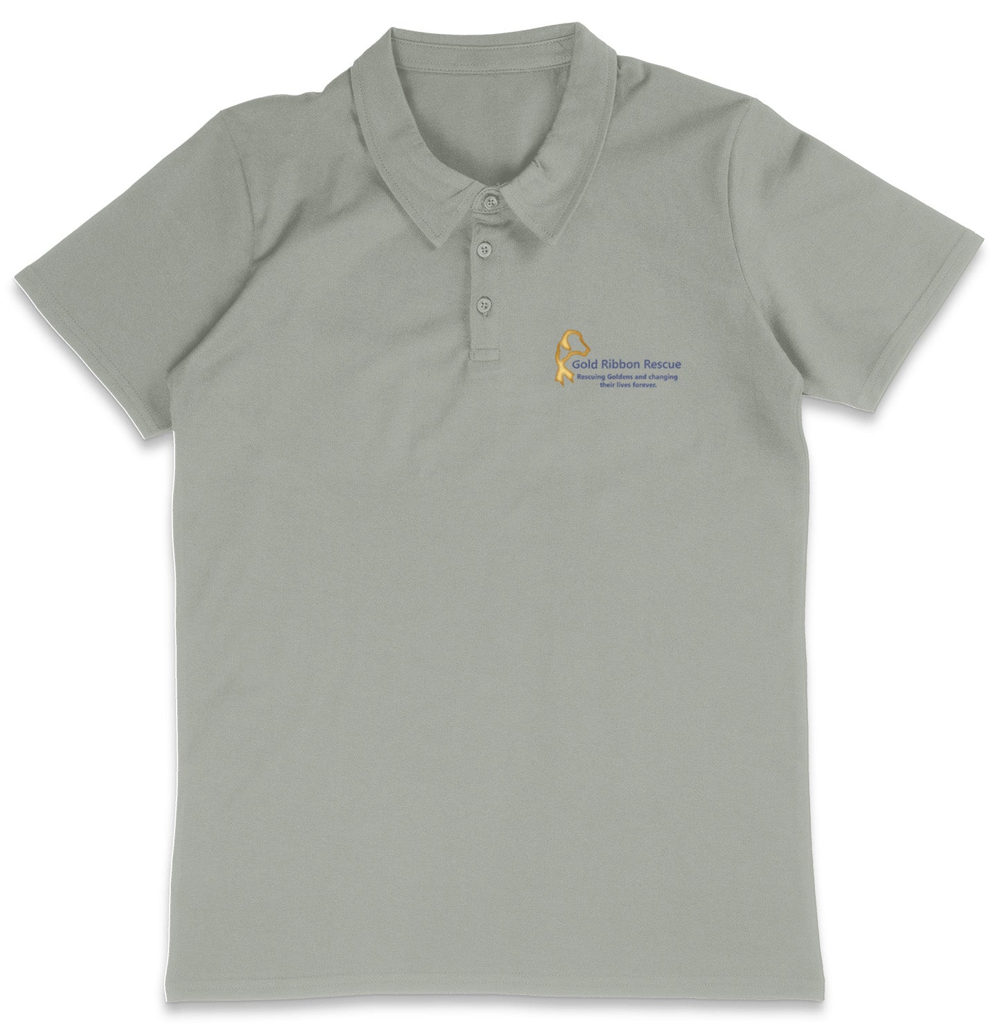 Gold Ribbon Rescue LC Logo - Adult Micro-Mesh Polo - Light Blue - X-Large - Sizes