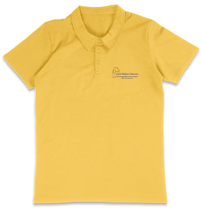 Gold Ribbon Rescue LC Logo - Adult Micro-Mesh Polo - Light Blue - 2X-Large - Yellow