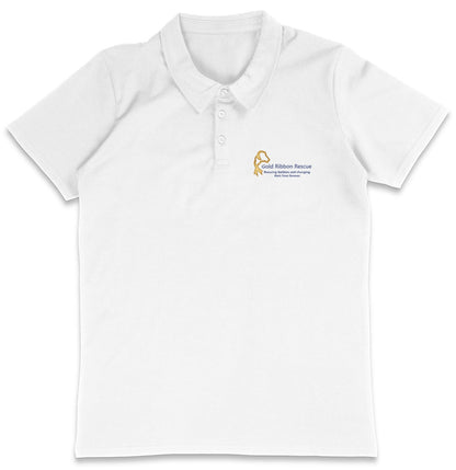 Gold Ribbon Rescue LC Logo - Adult Micro-Mesh Polo - Light Blue - 3X-Large - White