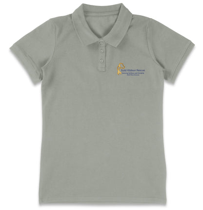 Gold Ribbon Rescue LC Logo - Women's Micro-Mesh Polo - Light Blue - X-Large - Sizes