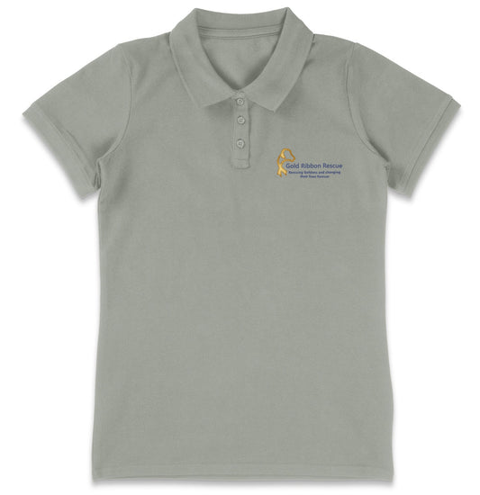 Gold Ribbon Rescue LC Logo - Women's Micro-Mesh Polo - Light Blue - Medium - Graphic