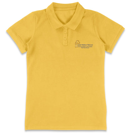 Gold Ribbon Rescue LC Logo - Women's Micro-Mesh Polo - Light Blue - 2X-Large - Yellow