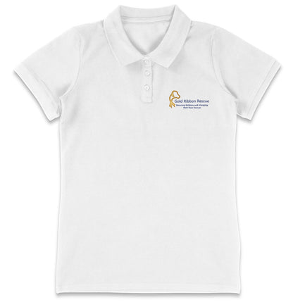 Gold Ribbon Rescue LC Logo - Women's Micro-Mesh Polo - Light Blue - 3X-Large - White